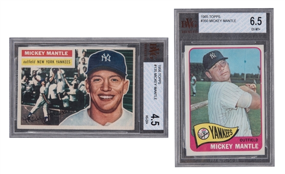 1956-1965 Topps Mickey Mantle BVG-Graded Pair (2 Different)